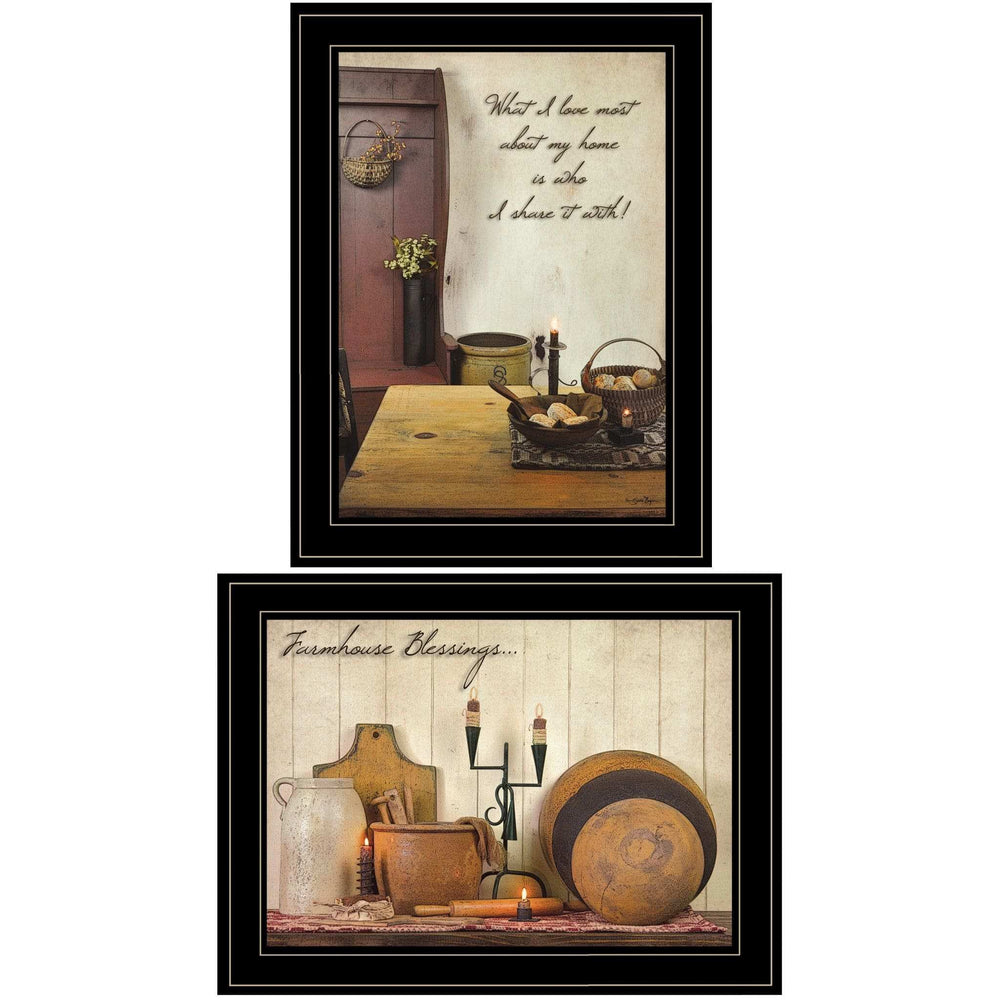 Set Of Two What I Love Most 2 Black Framed Print Kitchen Wall Art - Homeroots - Flyclothing LLC