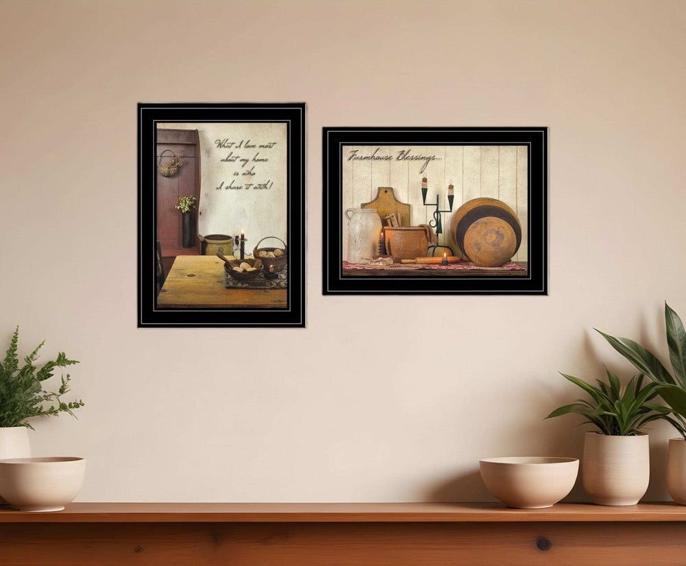 Set Of Two What I Love Most 2 Black Framed Print Kitchen Wall Art - Homeroots - Flyclothing LLC