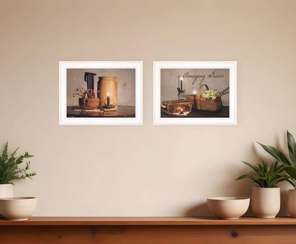 Set Of Two Amazing Grace 5 White Framed Print Kitchen Wall Art - Homeroots - Flyclothing LLC
