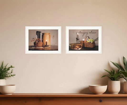 Set Of Two Amazing Grace 5 White Framed Print Kitchen Wall Art - Homeroots - Flyclothing LLC