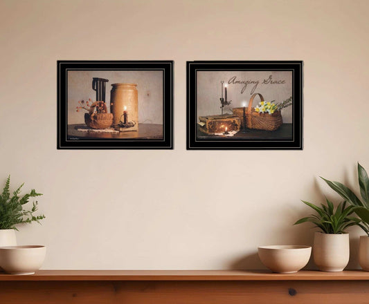 Set Of Two Amazing Grace 6 Black Framed Print Kitchen Wall Art - Homeroots - Flyclothing LLC