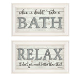Set Of Two Bath Relax 1 White Framed Print Bathroom Wall Art - Homeroots - Flyclothing LLC