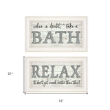 Set Of Two Bath Relax 1 White Framed Print Bathroom Wall Art - Homeroots - Flyclothing LLC