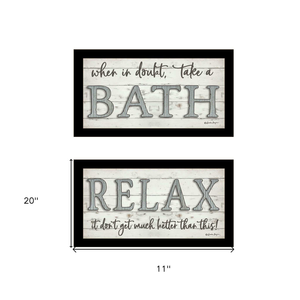 Set Of Two Bath Relax 3 Black Framed Print Bathroom Wall Art - Homeroots - Flyclothing LLC