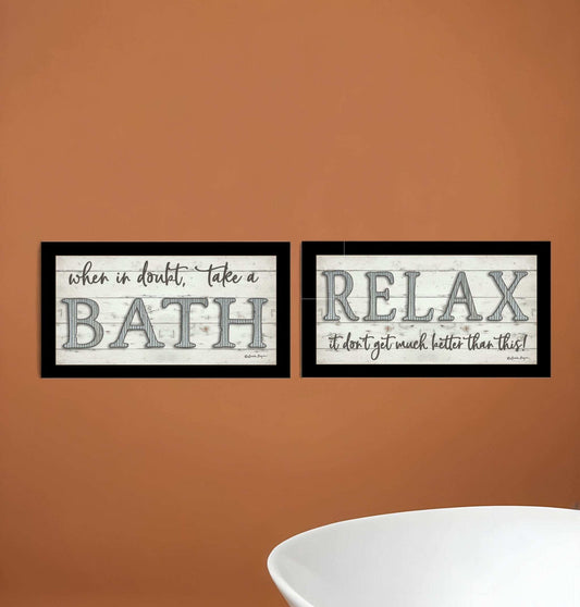 Set Of Two Bath Relax 3 Black Framed Print Bathroom Wall Art - Homeroots - Flyclothing LLC