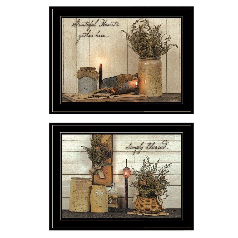 Set Of Two Blessed Gathering 2 Black Framed Print Kitchen Wall Art - Homeroots - Flyclothing LLC