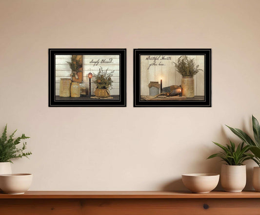 Set Of Two Blessed Gathering 2 Black Framed Print Kitchen Wall Art - Homeroots - Flyclothing LLC