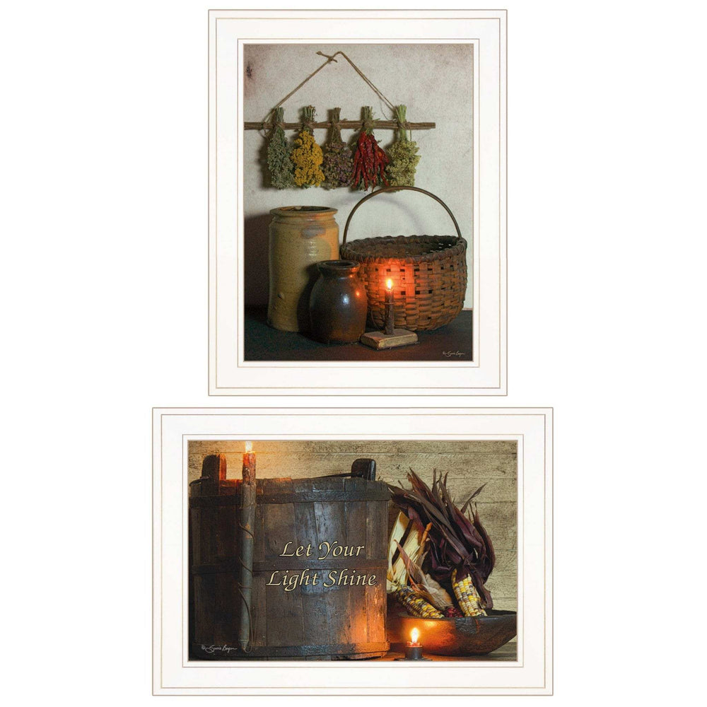 Set Of Two Let Your Light Shine 1 White Framed Print Wall Art - Homeroots - Flyclothing LLC