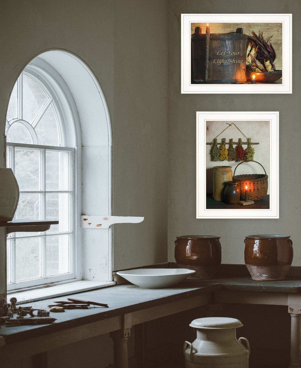 Set Of Two Let Your Light Shine 1 White Framed Print Wall Art - Homeroots - Flyclothing LLC