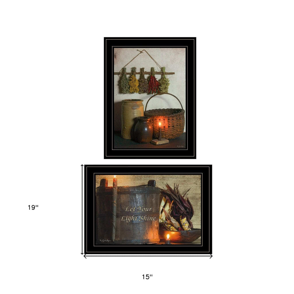 Set Of Two Let Your Light Shine 2 Black Framed Print Wall Art - Homeroots - Flyclothing LLC