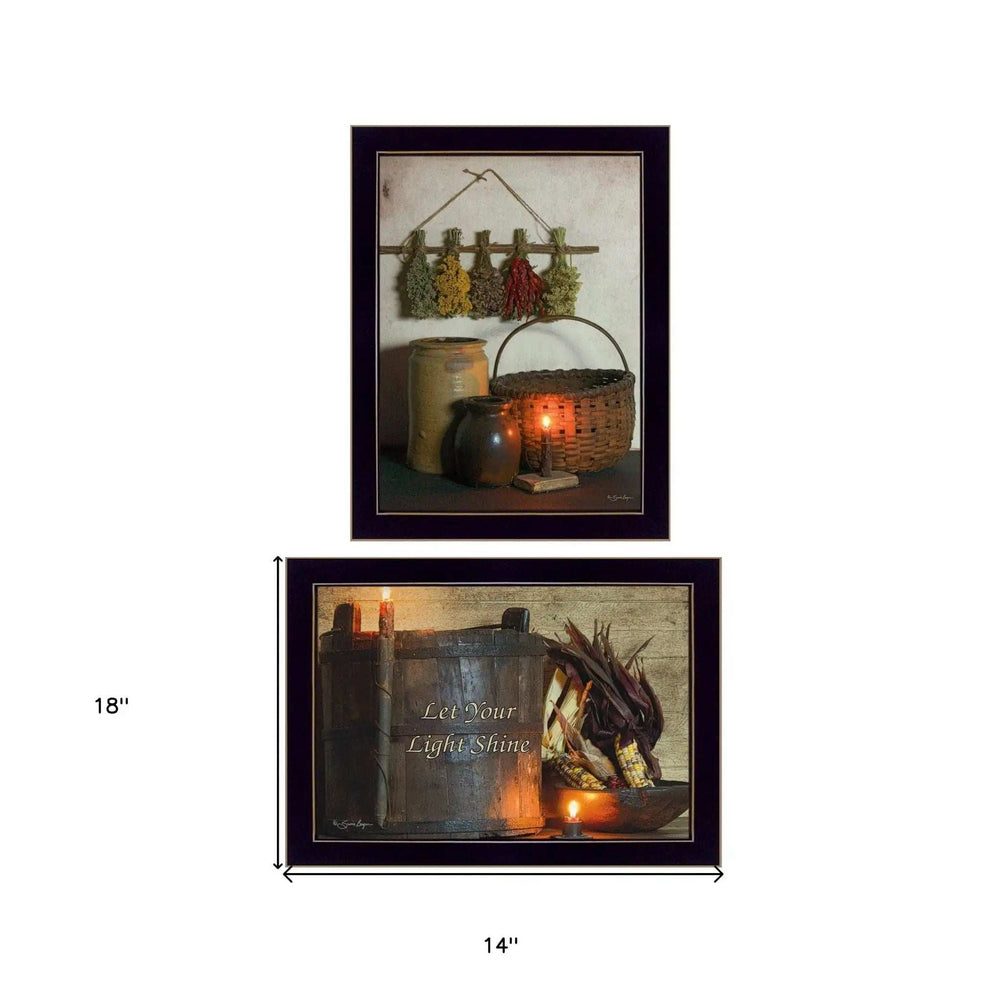 Set Of Two Let Your Light Shine 3 Black Framed Print Wall Art - Homeroots - Flyclothing LLC