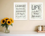 Set Of Two Loads of Fun 1 White Framed Print Bathroom Wall Art - Homeroots - Flyclothing LLC