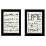 Set Of Two Loads of Fun 2 Black Framed Print Bathroom Wall Art - Homeroots - Flyclothing LLC