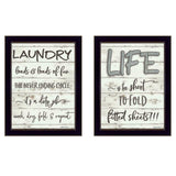 Set Of Two Loads of Fun 3 Black Framed Print Bathroom Wall Art - Homeroots - Flyclothing LLC
