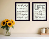 Set Of Two Loads of Fun 3 Black Framed Print Bathroom Wall Art - Homeroots - Flyclothing LLC