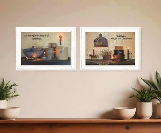 Set Of Two Family Forever White Framed Print Wall Art - Homeroots - Flyclothing LLC