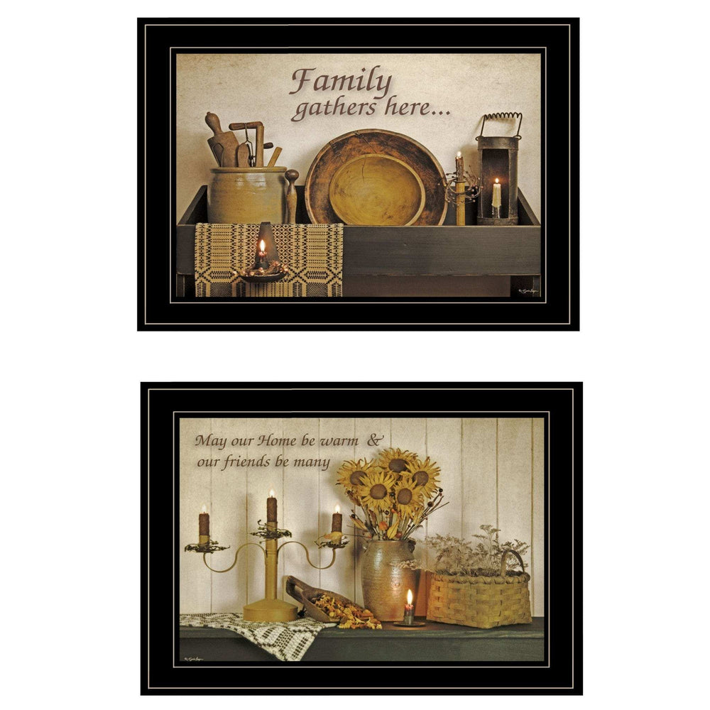 Set Of Two May Our Hearts Be Warm 2 Black Framed Print Kitchen Wall Art - Homeroots - Flyclothing LLC