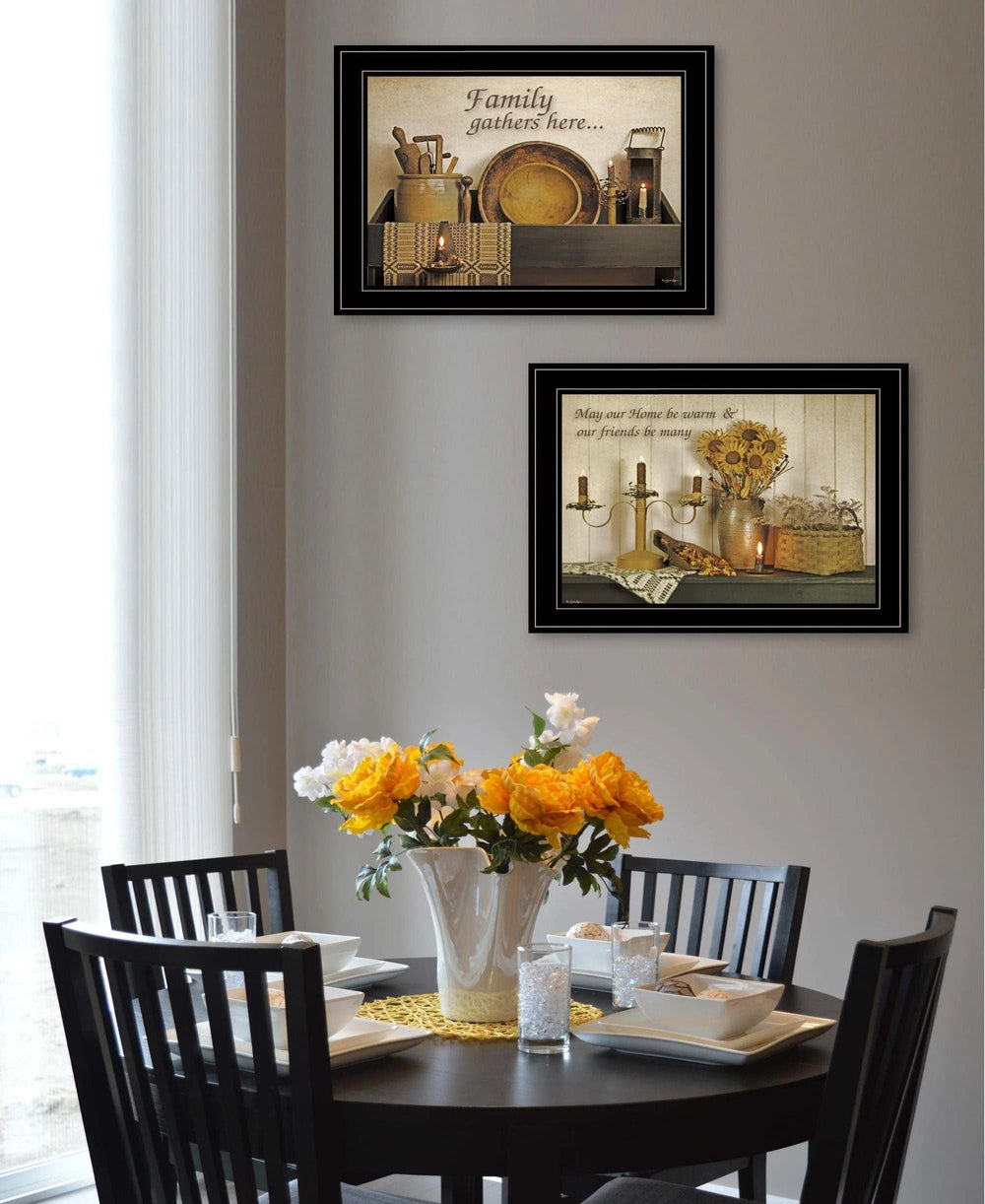 Set Of Two May Our Hearts Be Warm 2 Black Framed Print Kitchen Wall Art - Homeroots - Flyclothing LLC