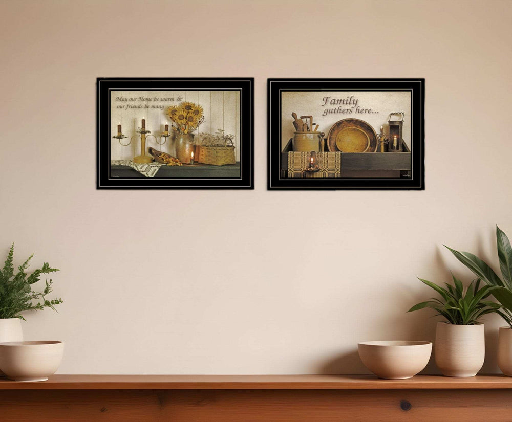 Set Of Two May Our Hearts Be Warm 2 Black Framed Print Kitchen Wall Art - Homeroots - Flyclothing LLC