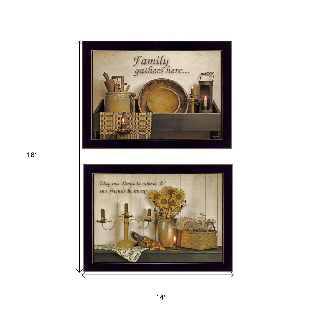 Set Of Two May Our Hearts Be warm 3 Black Framed Print Kitchen Wall Art - Homeroots - Flyclothing LLC