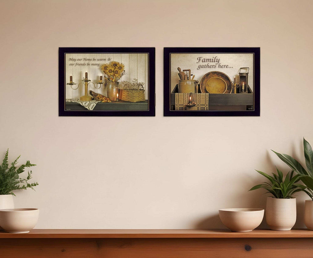 Set Of Two May Our Hearts Be warm 3 Black Framed Print Kitchen Wall Art - Homeroots - Flyclothing LLC