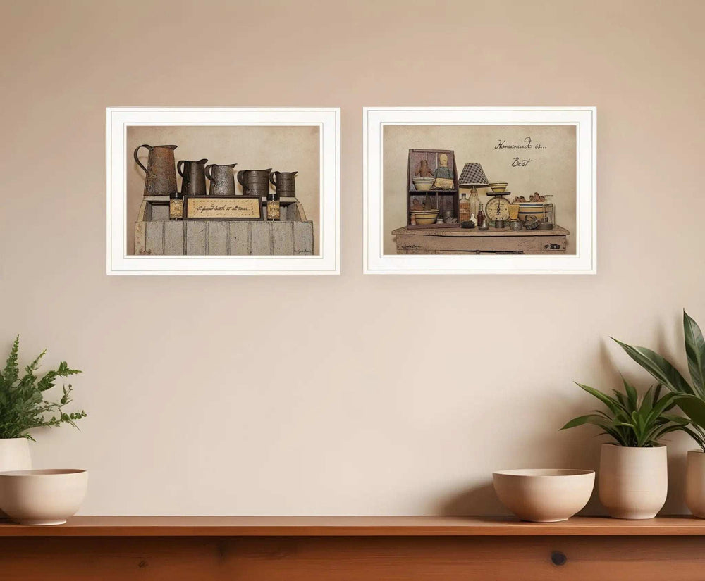 Set Of Two Homemade is Best 1 White Framed Print Kitchen Wall Art - Homeroots - Flyclothing LLC