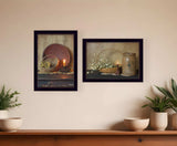 Set Of Two Candle Light and Flowers 3 Black Framed Print Wall Art - Homeroots - Flyclothing LLC