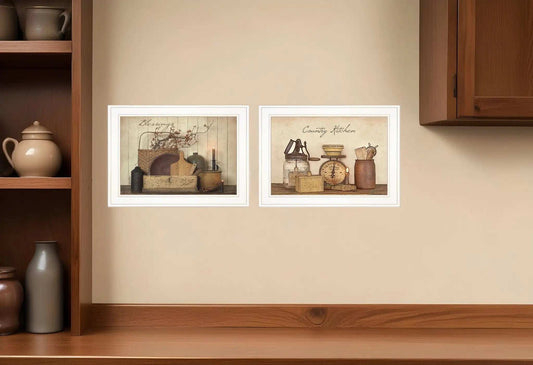 Set Of Two Candlelight and Flowers 1 White Framed Print Wall Art - Homeroots - Flyclothing LLC