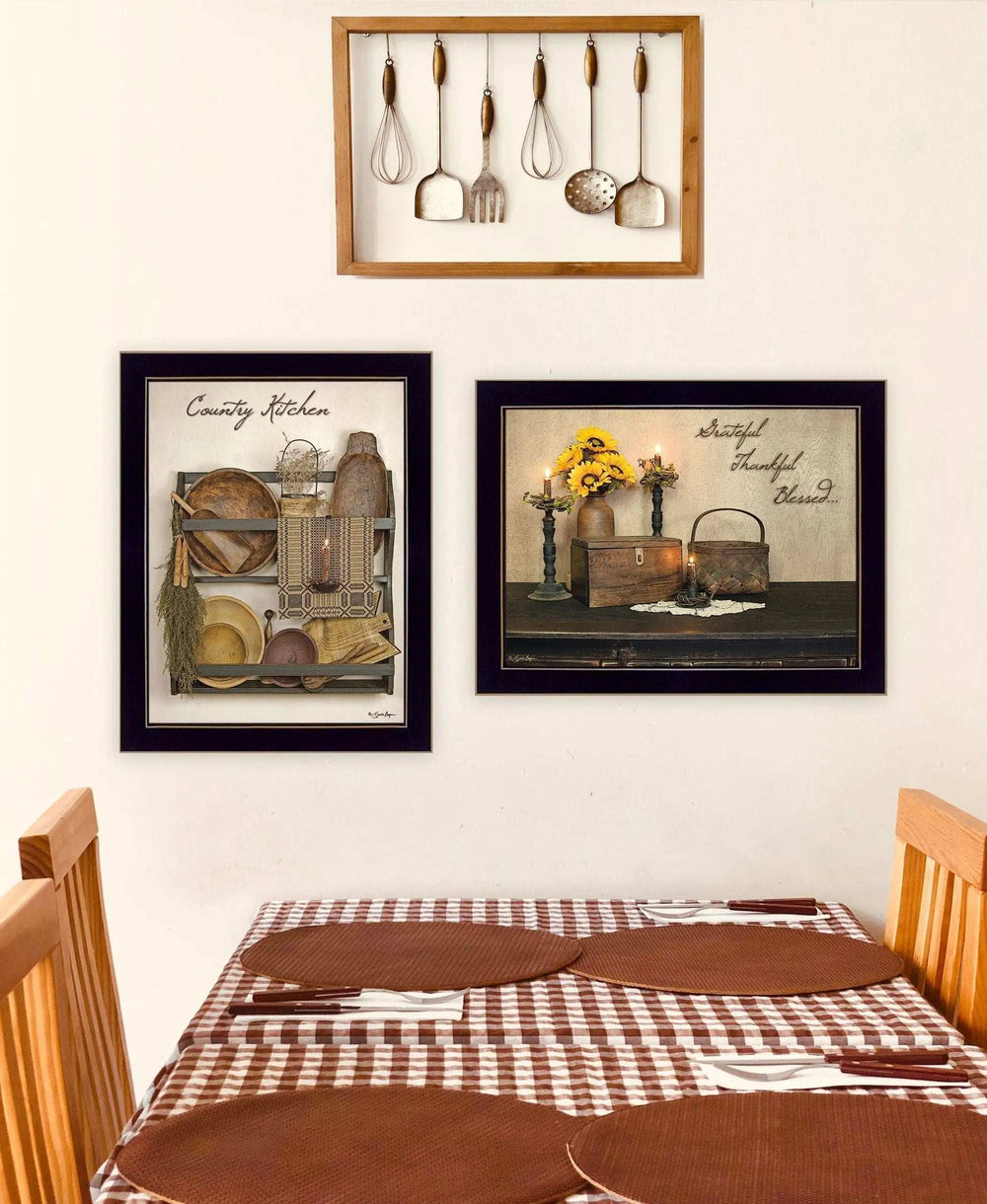 Grateful and Blessed Black Framed Print Kitchen Wall Art - Homeroots - Flyclothing LLC