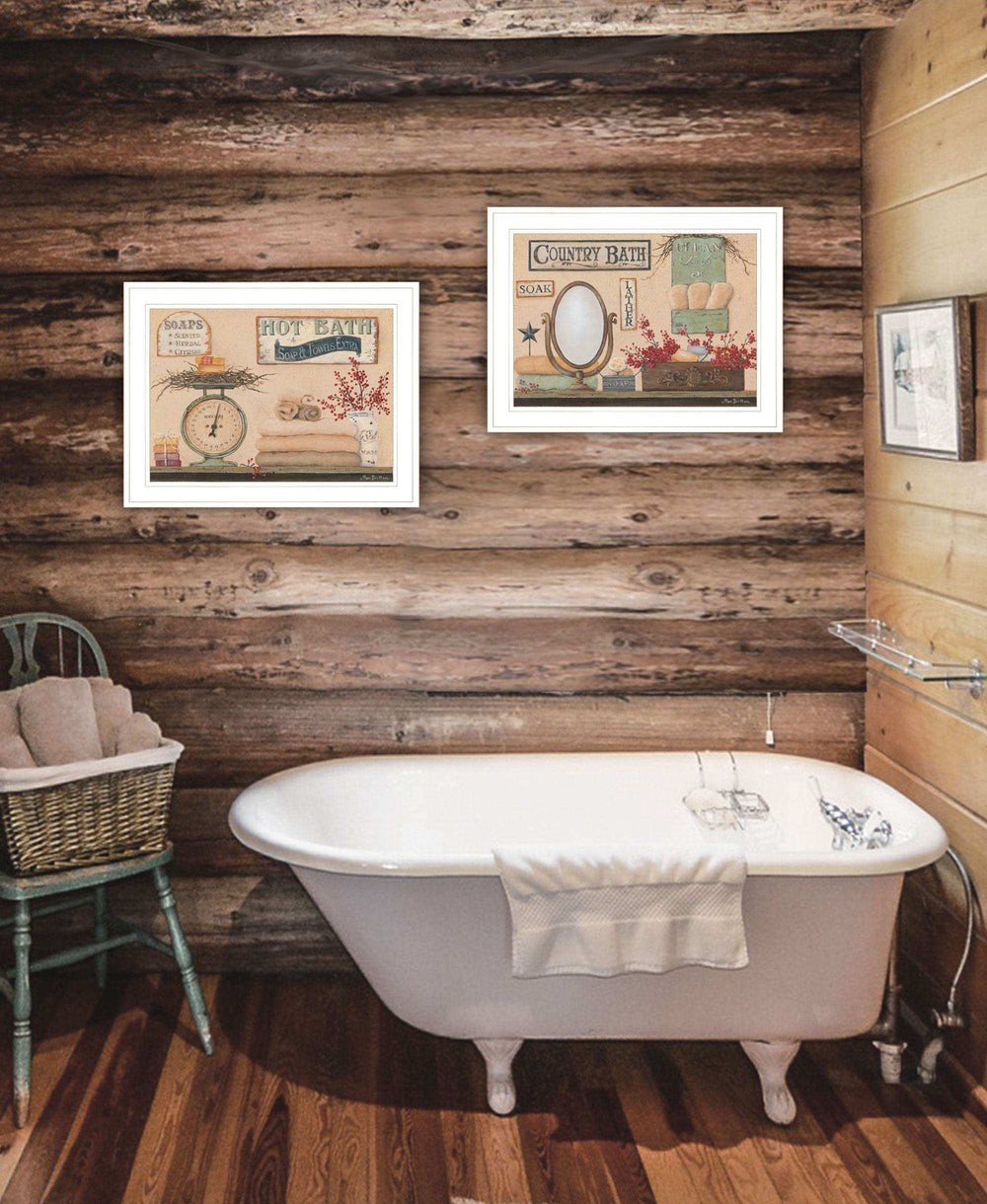 Set Of Two Country Bath III White Framed Print Bathroom Wall Art - Homeroots - Flyclothing LLC