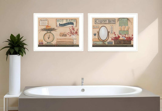 Set Of Two Country Bath III White Framed Print Bathroom Wall Art - Homeroots - Flyclothing LLC