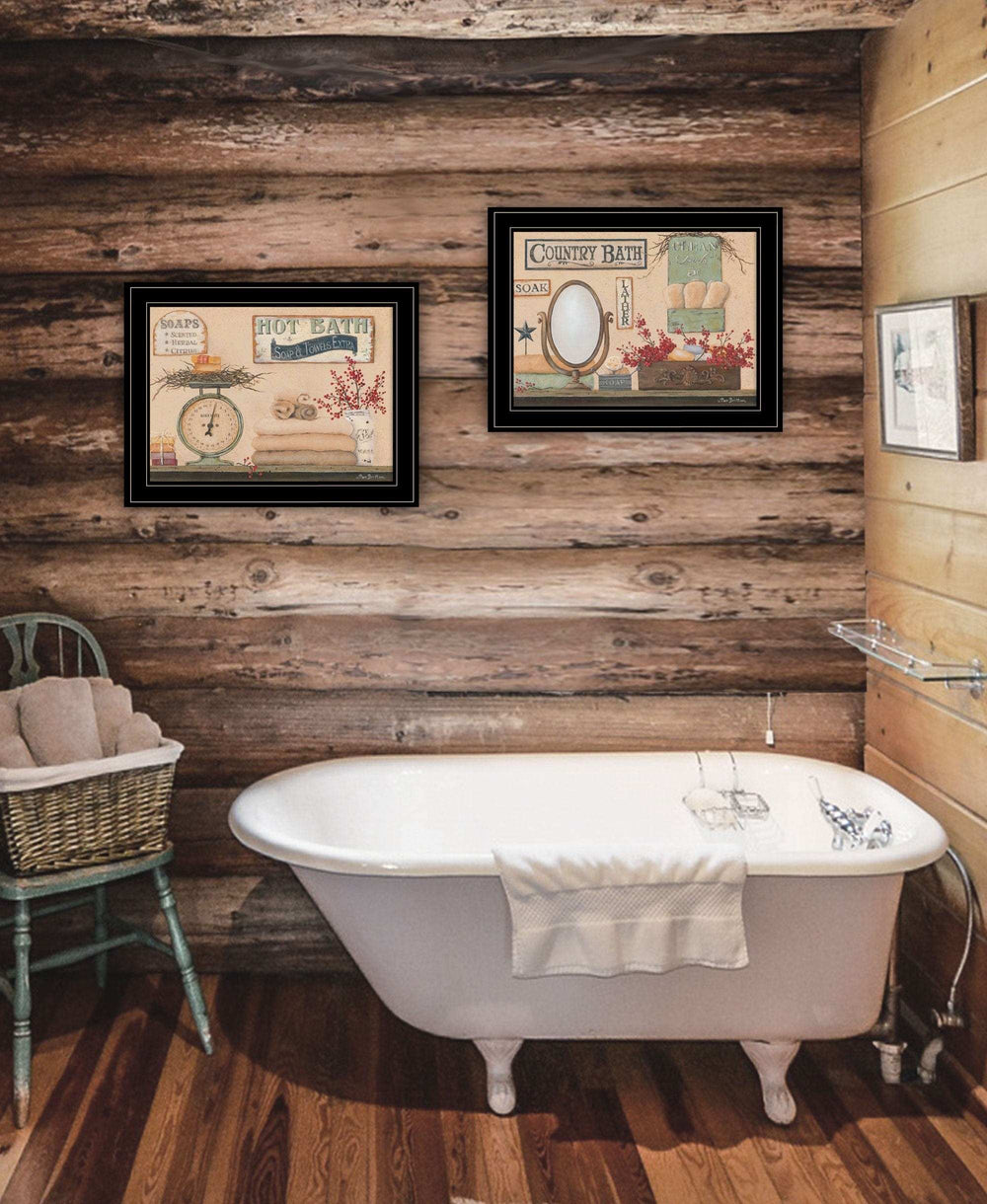 Set Of Two Country Bath III 2 Black Framed Print Bathroom Wall Art - Homeroots - Flyclothing LLC