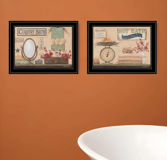 Set Of Two Country Bath III 2 Black Framed Print Bathroom Wall Art - Homeroots - Flyclothing LLC