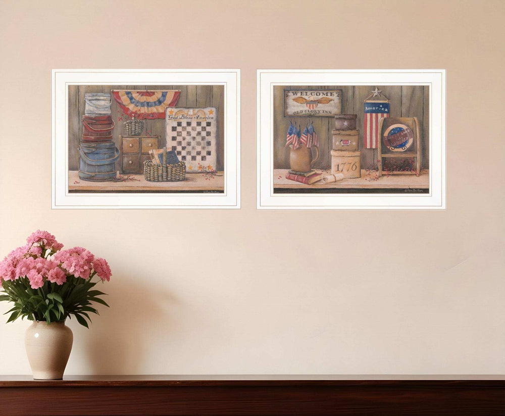 Set Of Two Sweet Land of Liberty 2 White Framed Print Wall Art - Homeroots - Flyclothing LLC