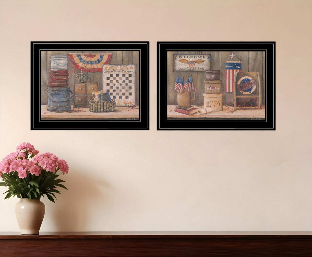Set Of Two Sweet Land of Liberty 3 Black Framed Print Wall Art - Homeroots - Flyclothing LLC