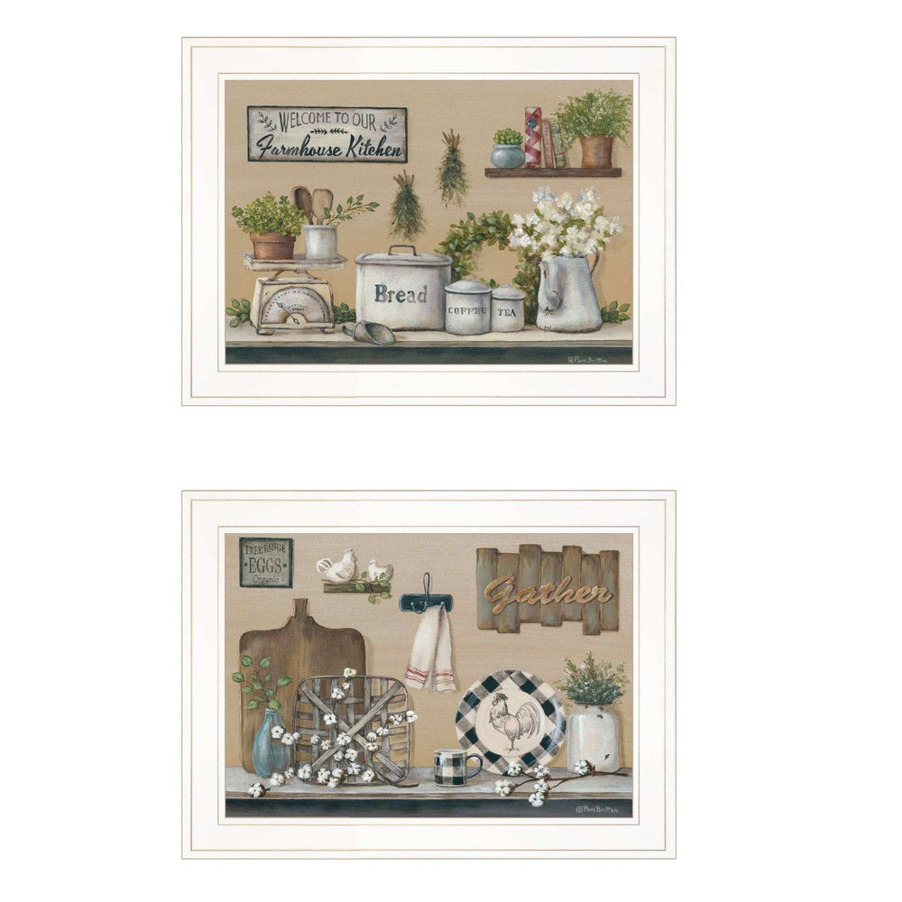 Set Of Two Farmhouse Kitchen 1 White Framed Print Kitchen Wall Art - Homeroots - Flyclothing LLC