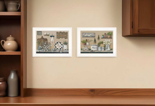 Set Of Two Farmhouse Kitchen 1 White Framed Print Kitchen Wall Art - Homeroots - Flyclothing LLC