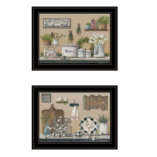 Set Of Two Farmhouse Kitchen 2 Black Framed Print Kitchen Wall Art - Homeroots - Flyclothing LLC