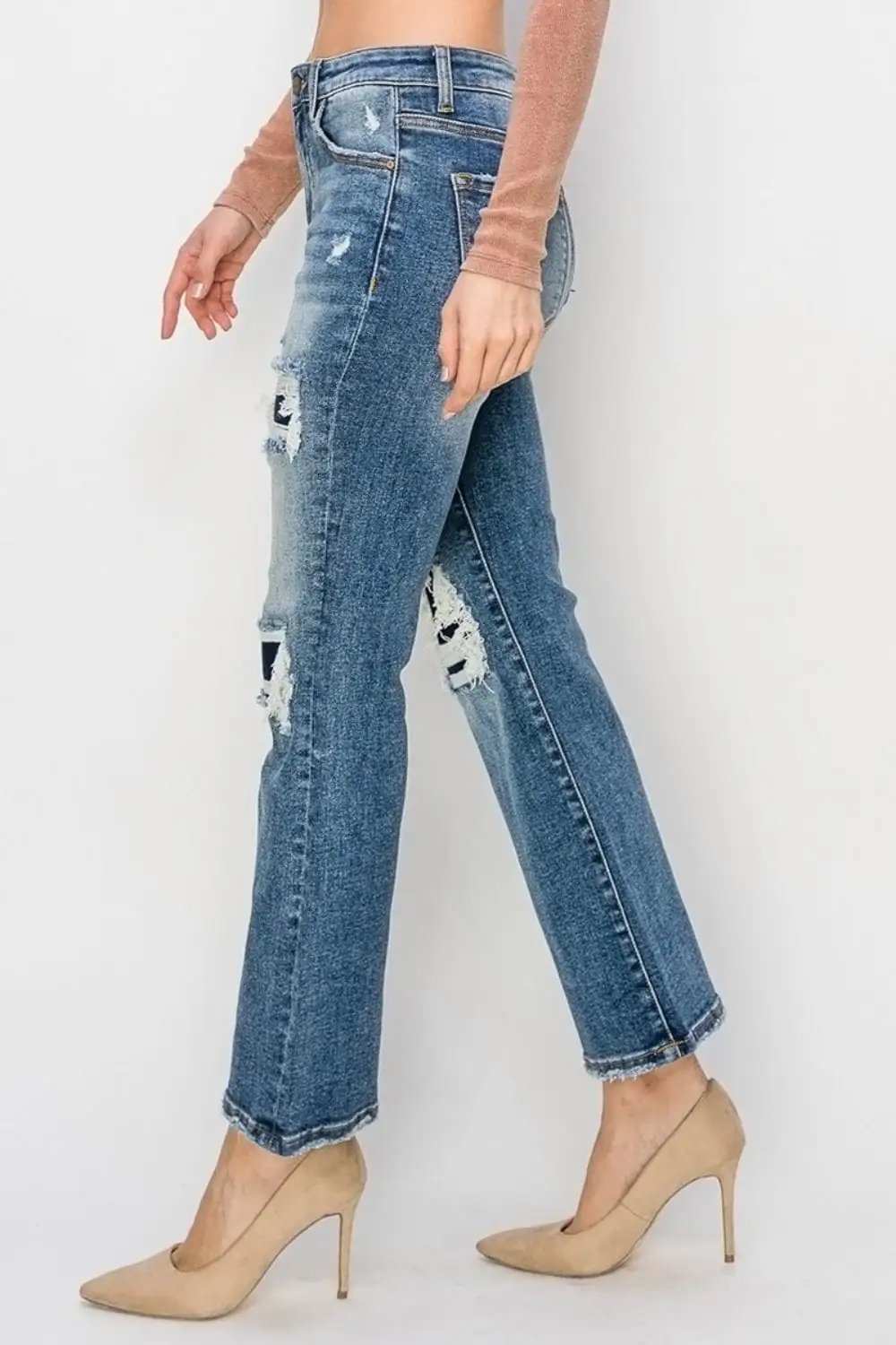 Risen Full Size High Rise Distressed Ankle Flare Jeans - Trendsi - Flyclothing LLC