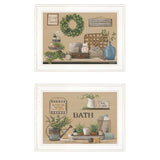 Set Of Two Bath Time 1 White Framed Print Bathroom Wall Art - Homeroots - Flyclothing LLC