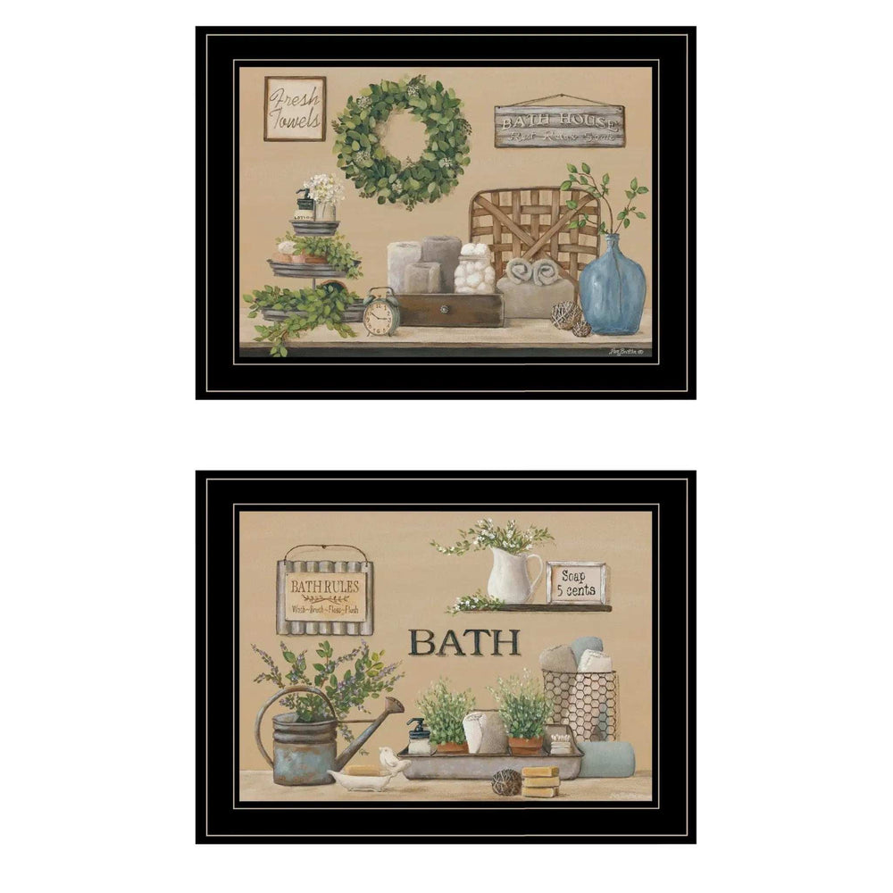 Set Of Two Bath Time 2 Black Framed Print Bathroom Wall Art - Homeroots - Flyclothing LLC