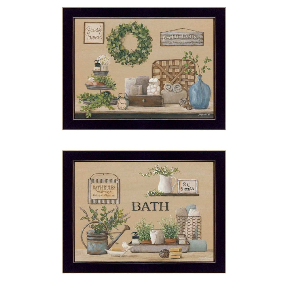 Set Of Two Bath Time 3 Black Framed Print Bathroom Wall Art - Homeroots - Flyclothing LLC