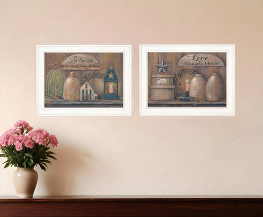 Set Of Two Love Never Fails 1 White Framed Print Wall Art - Homeroots - Flyclothing LLC