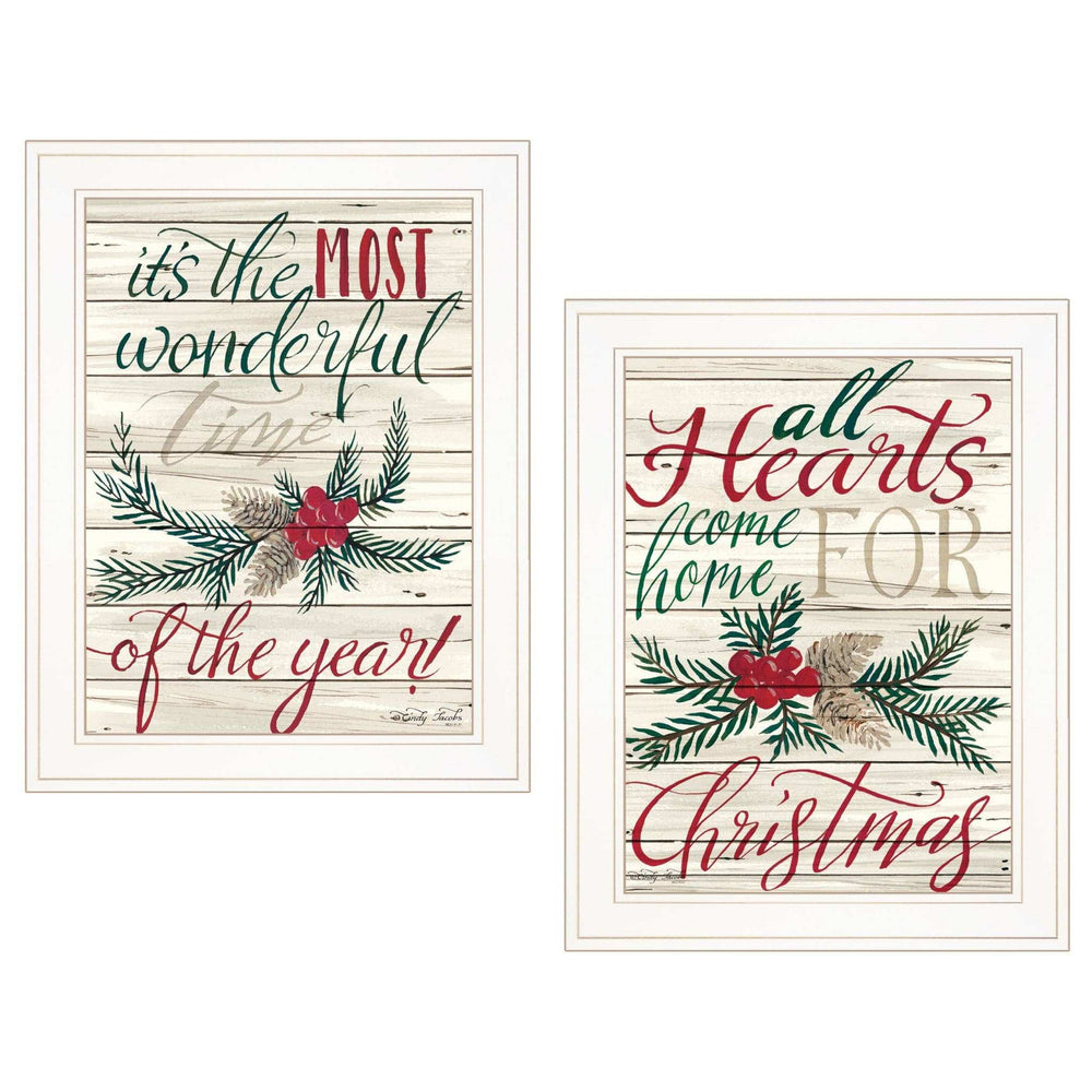 Set Of Two All Heart Come Home for Christmas 1 White Framed Print Wall Art - Homeroots - Flyclothing LLC