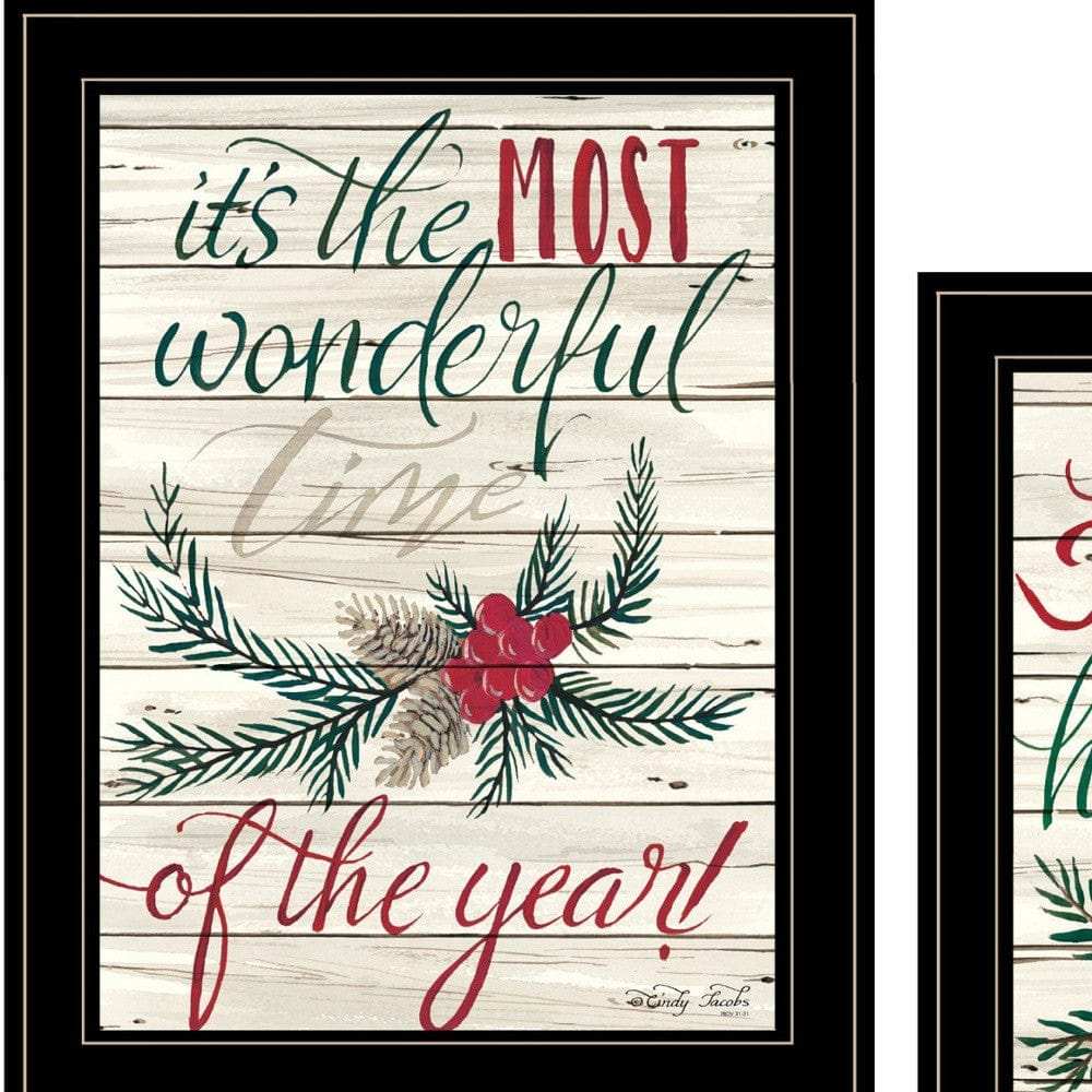 Set Of Two All Heart Come Home for Christmas 2 Black Framed Print Wall Art - Homeroots - Flyclothing LLC