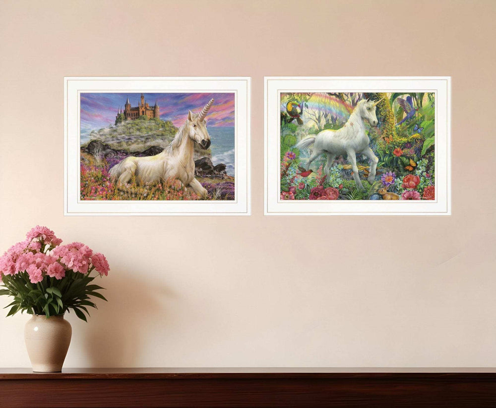 Set Of Two Unicorns For You 1 White Framed Print Wall Art - Homeroots - Flyclothing LLC