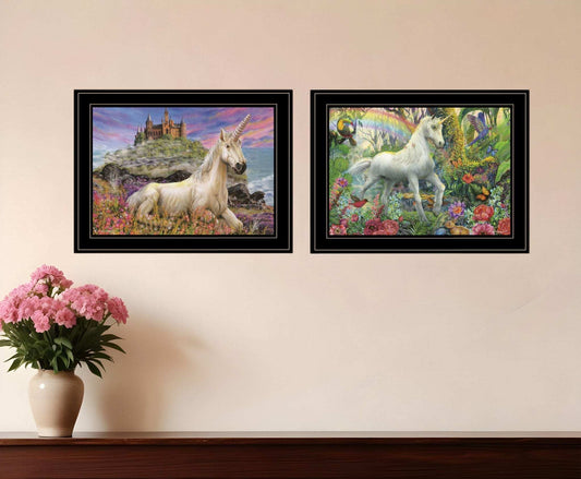 Set Of Two Unicorns For You 2 Black Framed Print Wall Art - Homeroots - Flyclothing LLC