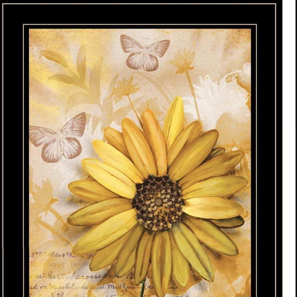 Set Of Two Flowers and Butterflies 2 Black Framed Print Wall Art - Homeroots - Flyclothing LLC