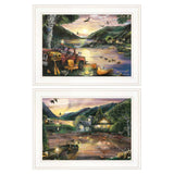 Set Of Two Lakefront Camping 1 White Framed Print Wall Art - Homeroots - Flyclothing LLC