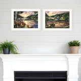 Set Of Two Lakefront Camping 1 White Framed Print Wall Art - Homeroots - Flyclothing LLC